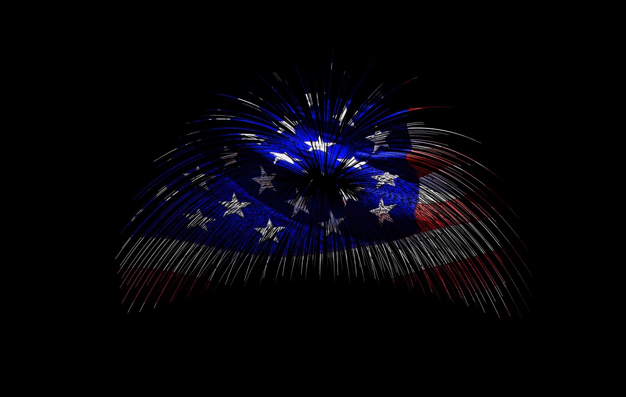 american flag fireworks july 4th free photo