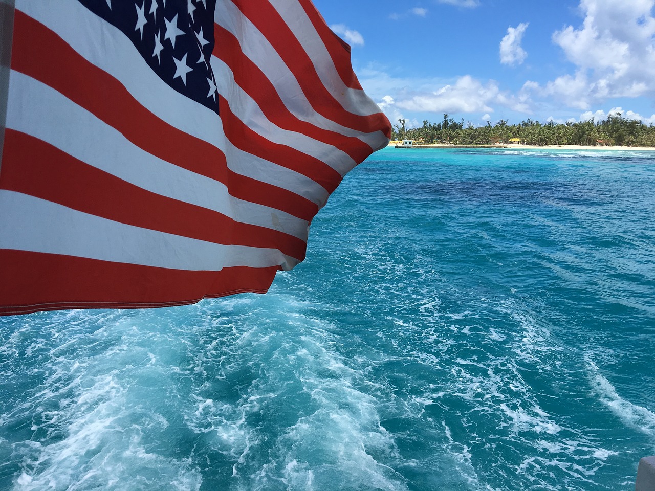 american flag the waves saipan free photo