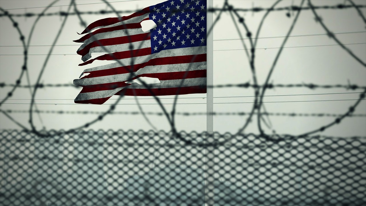 american flag usa barded wire free photo