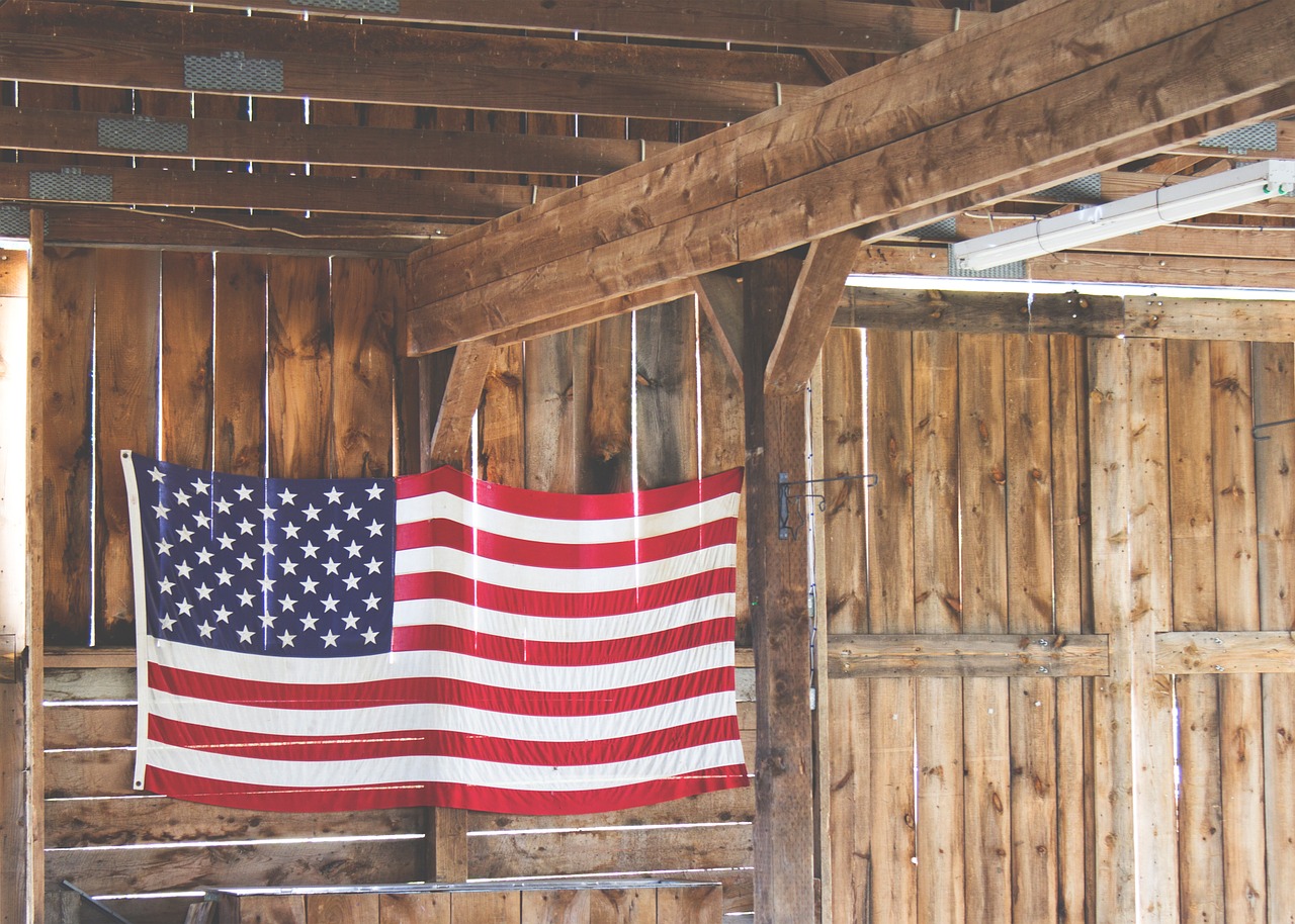american flag hanging barn free photo