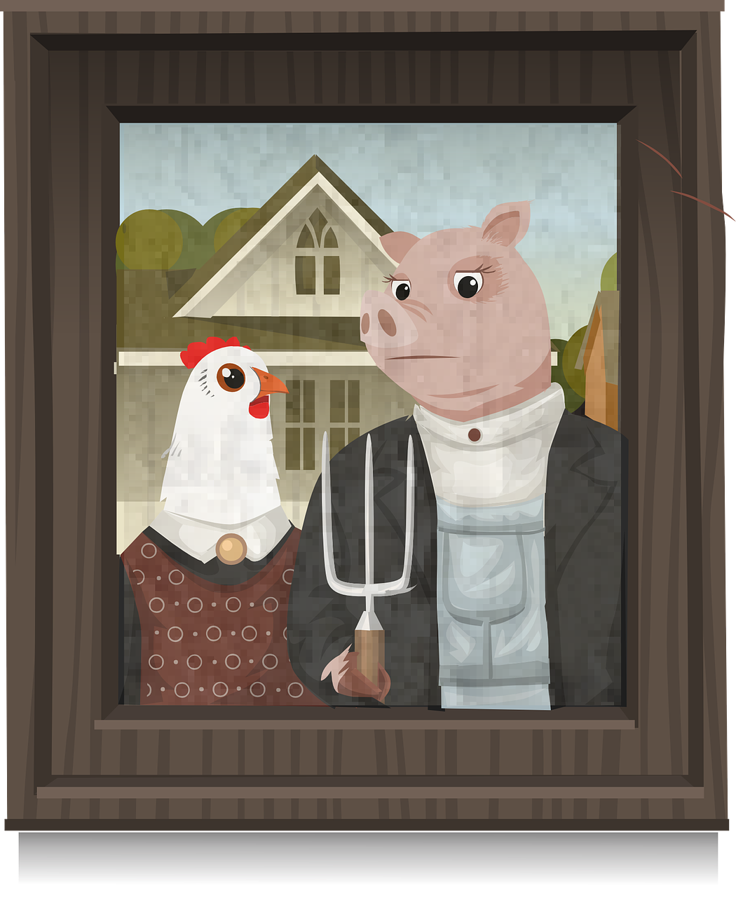 american gothic grant wood painting free photo