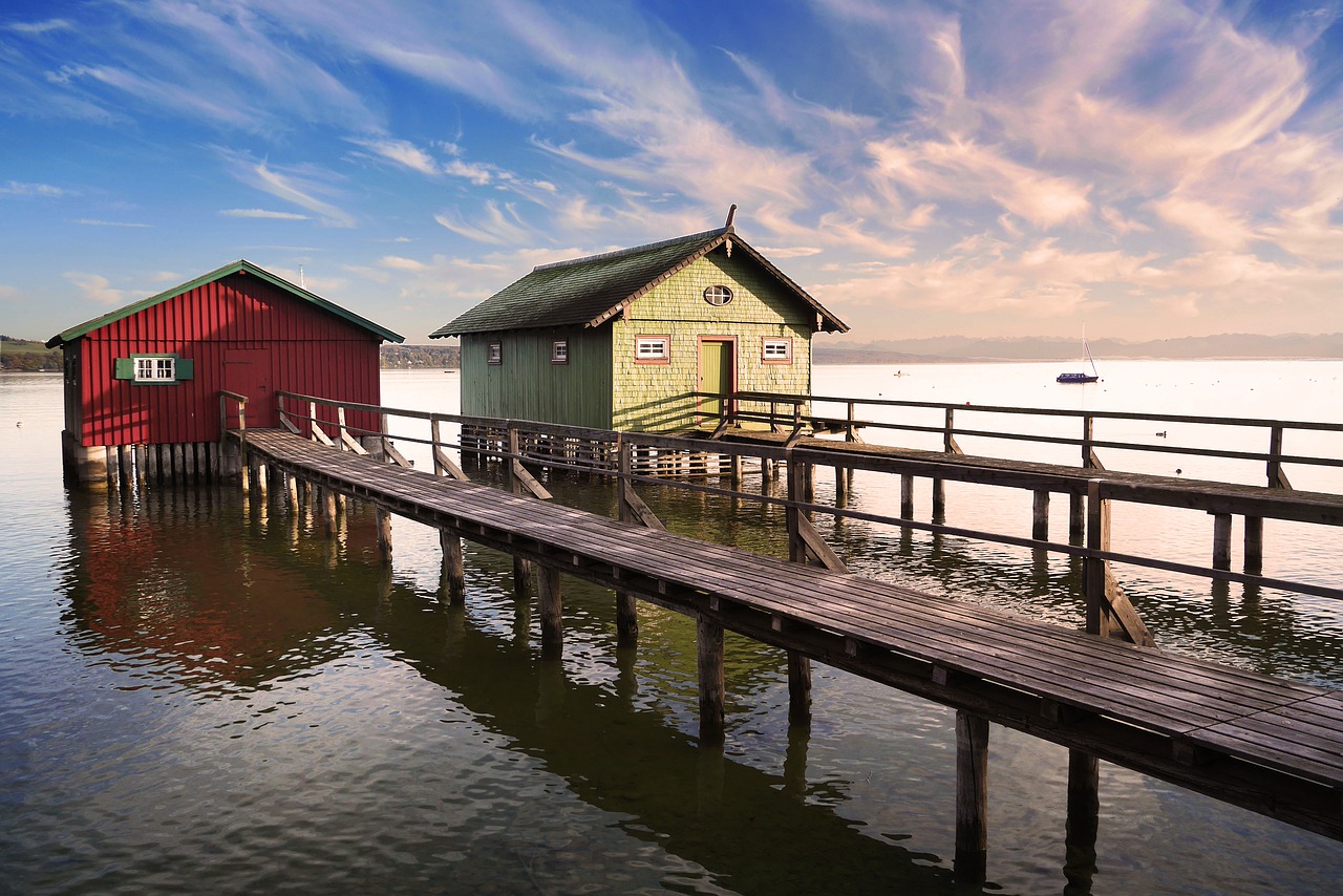 ammersee water boat house free photo