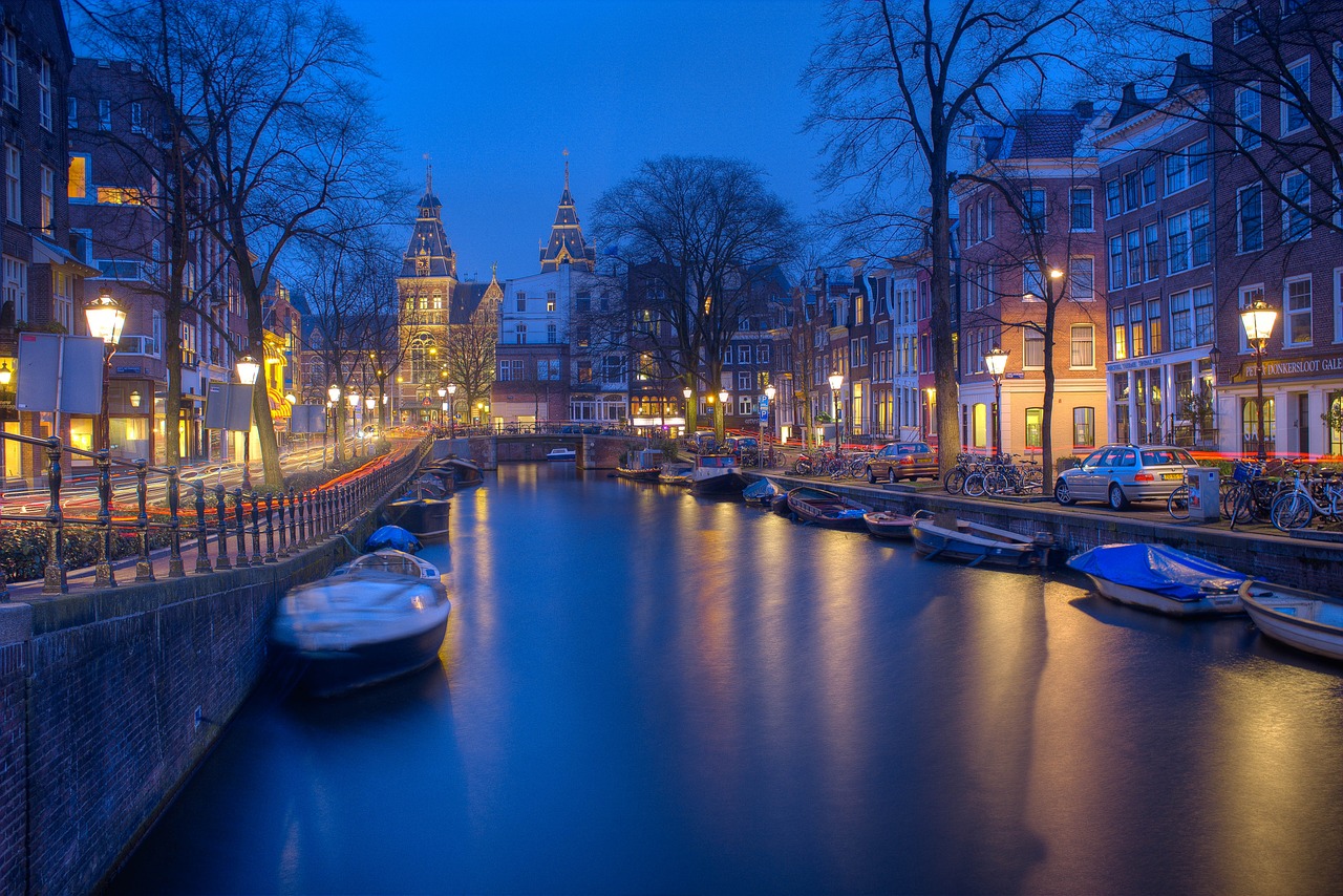 amsterdam night canals free photo