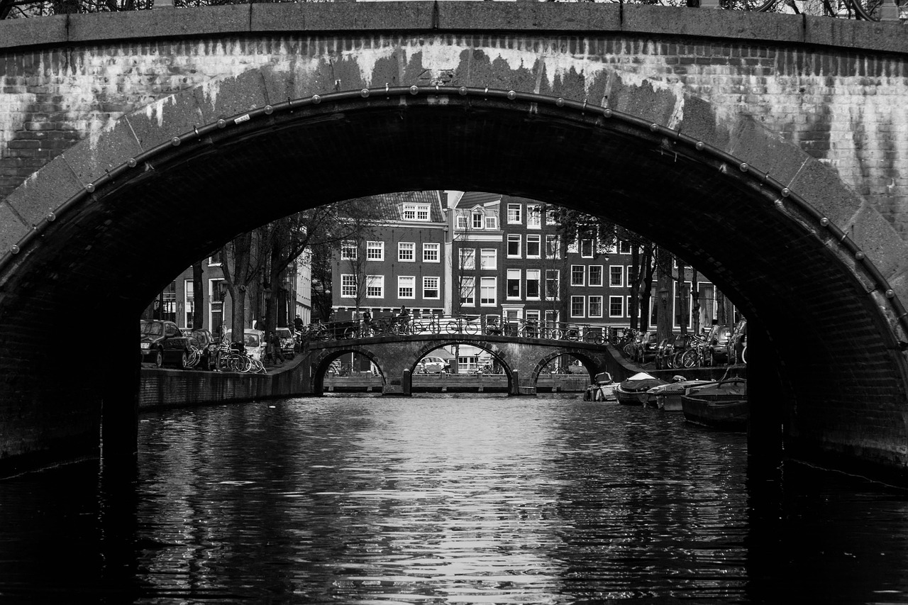 amsterdam black white bridge free photo