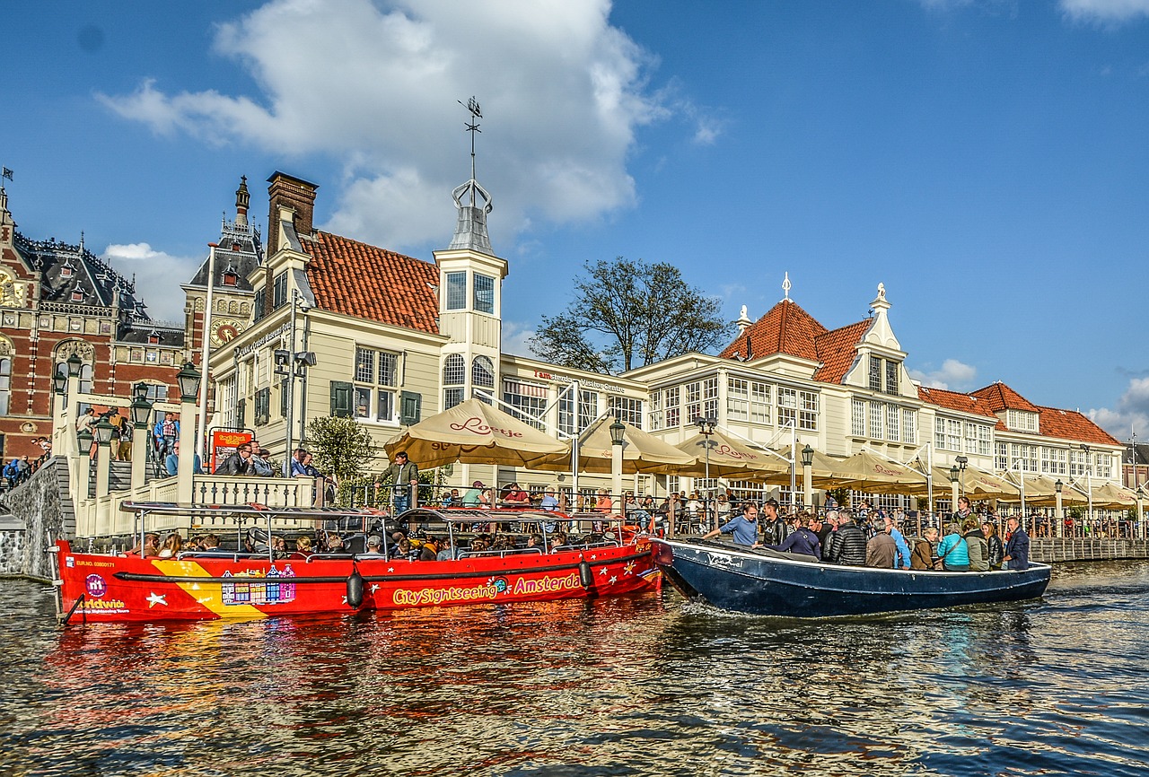 amsterdam boats colorful free photo