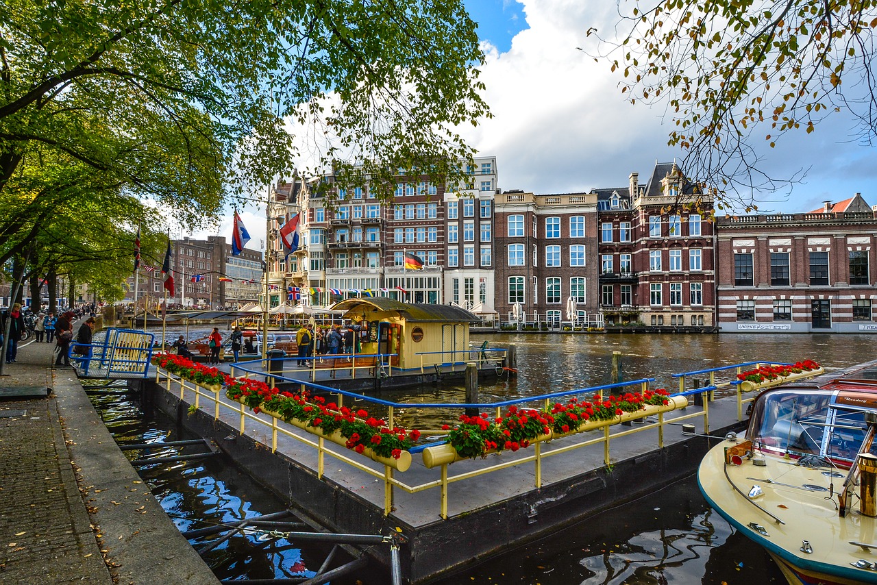 amsterdam flowers river free photo