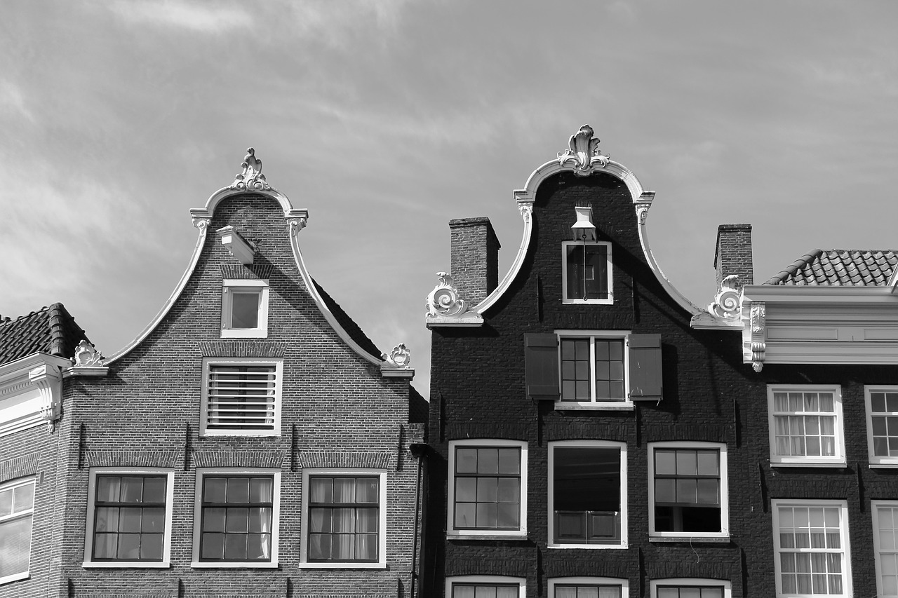 amsterdam gable black and white free photo