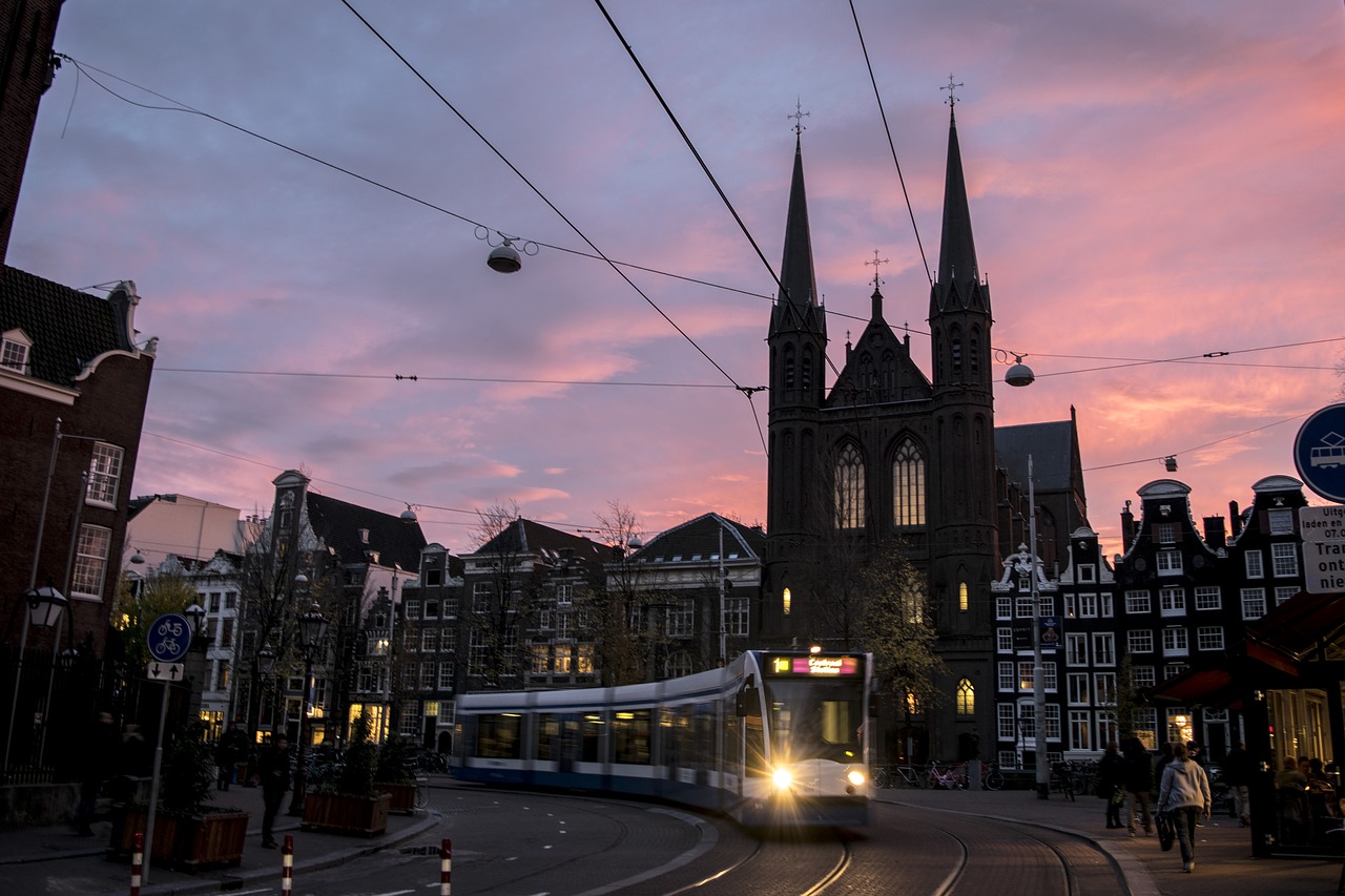 amsterdam tram church free photo