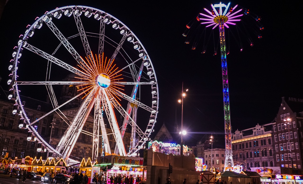 amsterdam ferris wheel night free photo