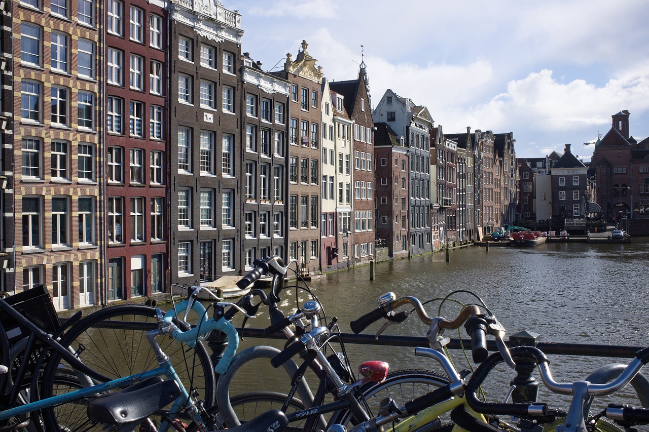 amsterdam bicycles canal free photo