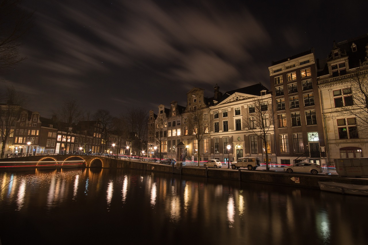 amsterdam canal night free photo