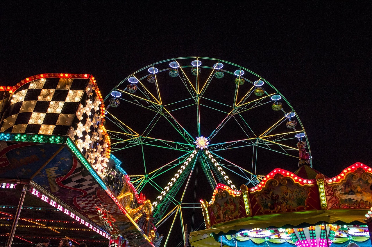 amusement park night lights free photo