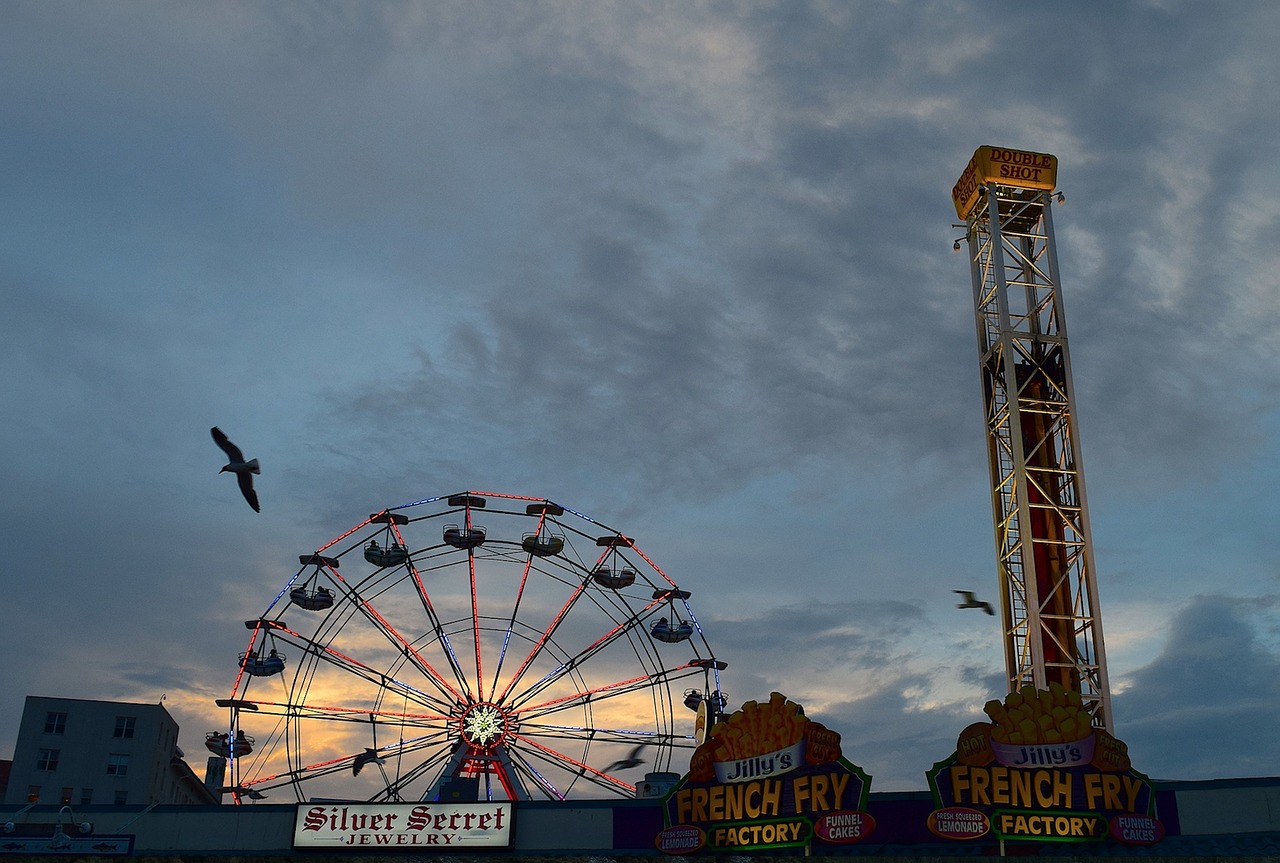 amusement park sunset ferris wheel free photo