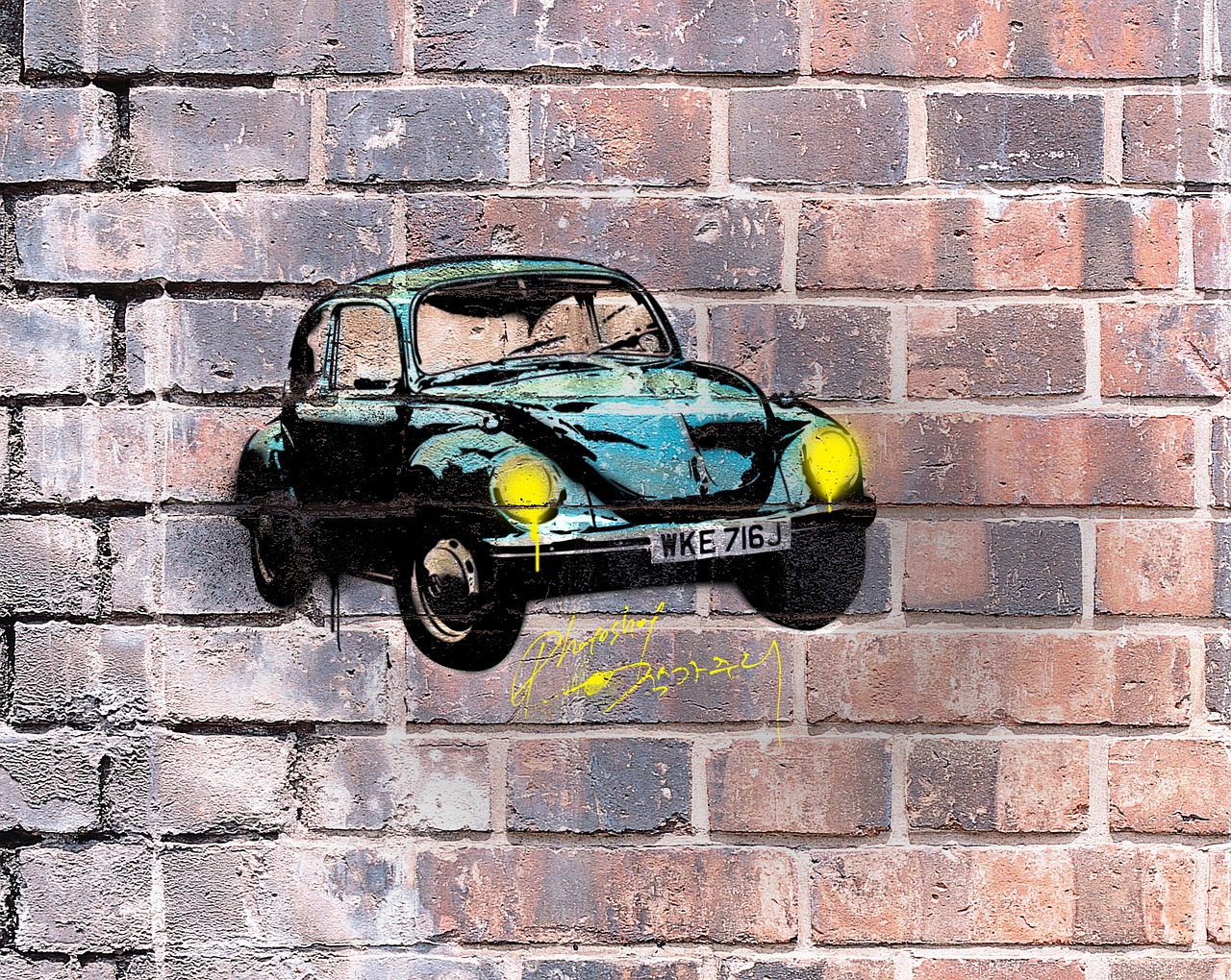 analog graffiti art car pictures free photo