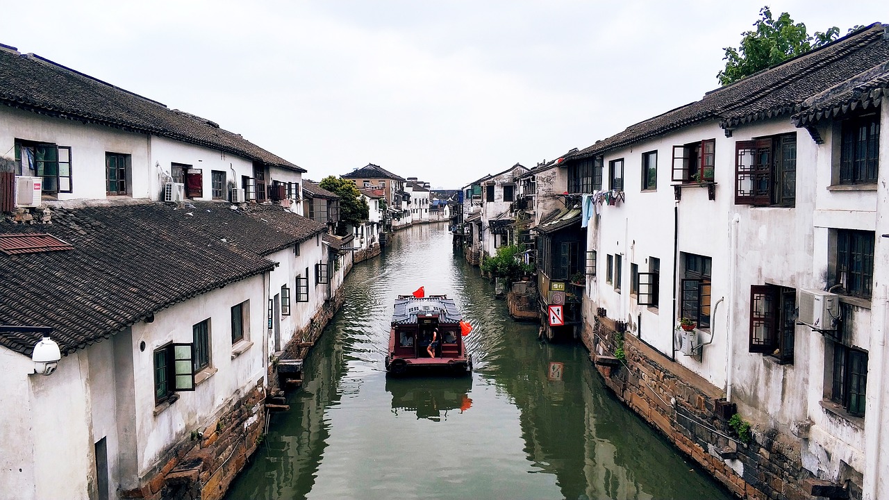 ancient town  small river  boat free photo