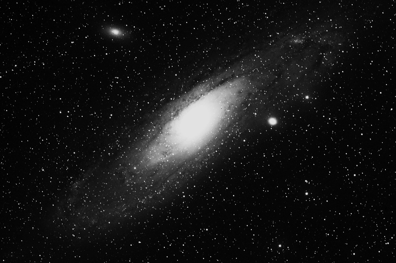 andromeda black white galaxy free photo