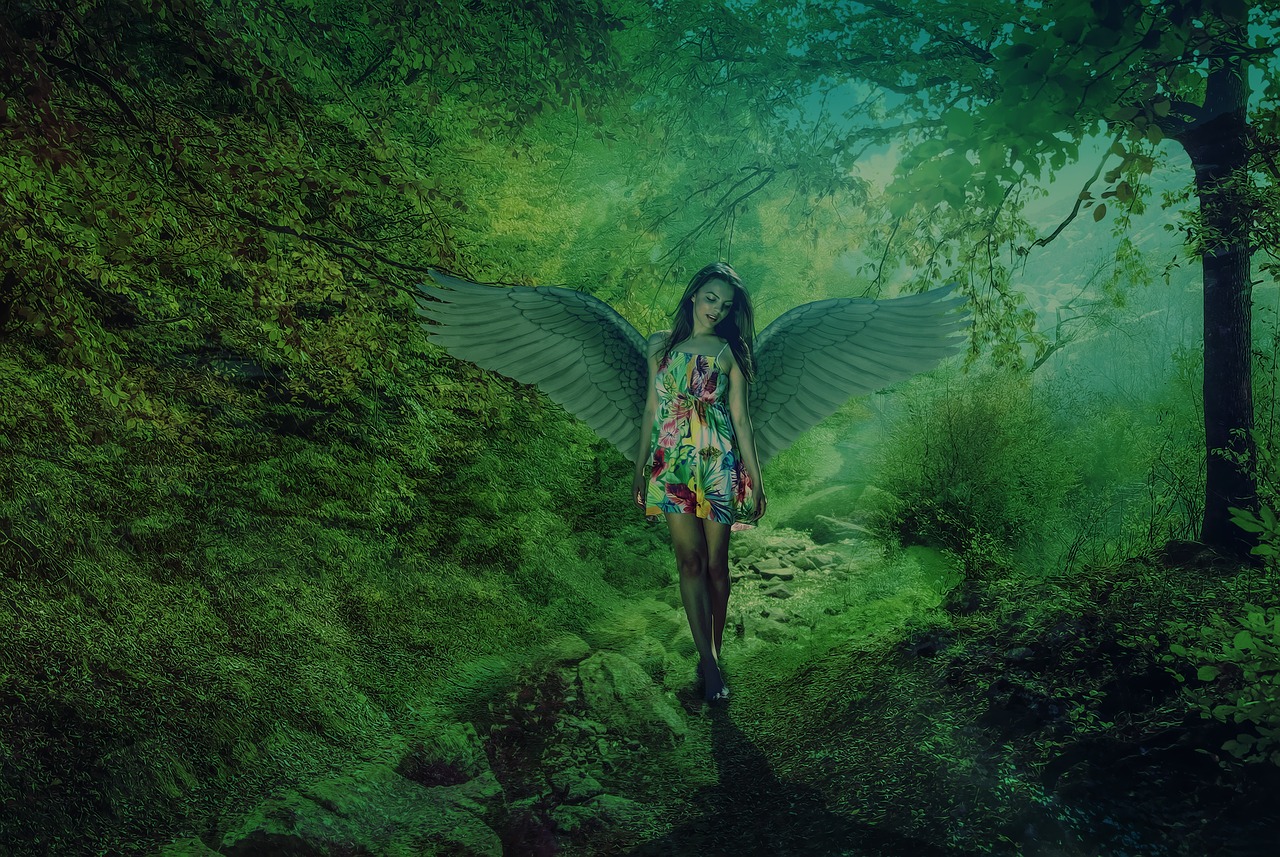 angel girl green free photo