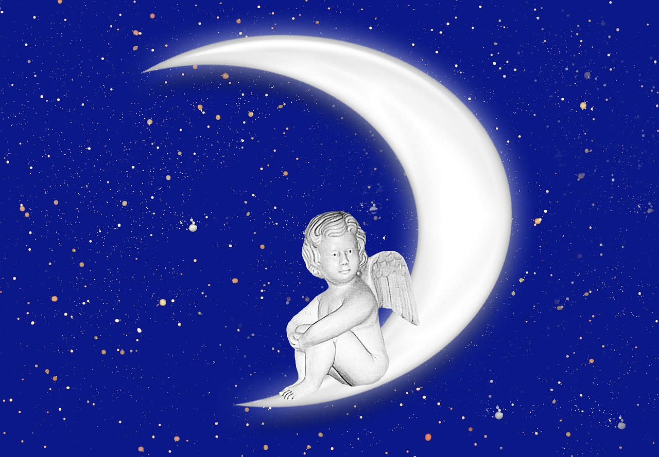 angel figure moon free photo