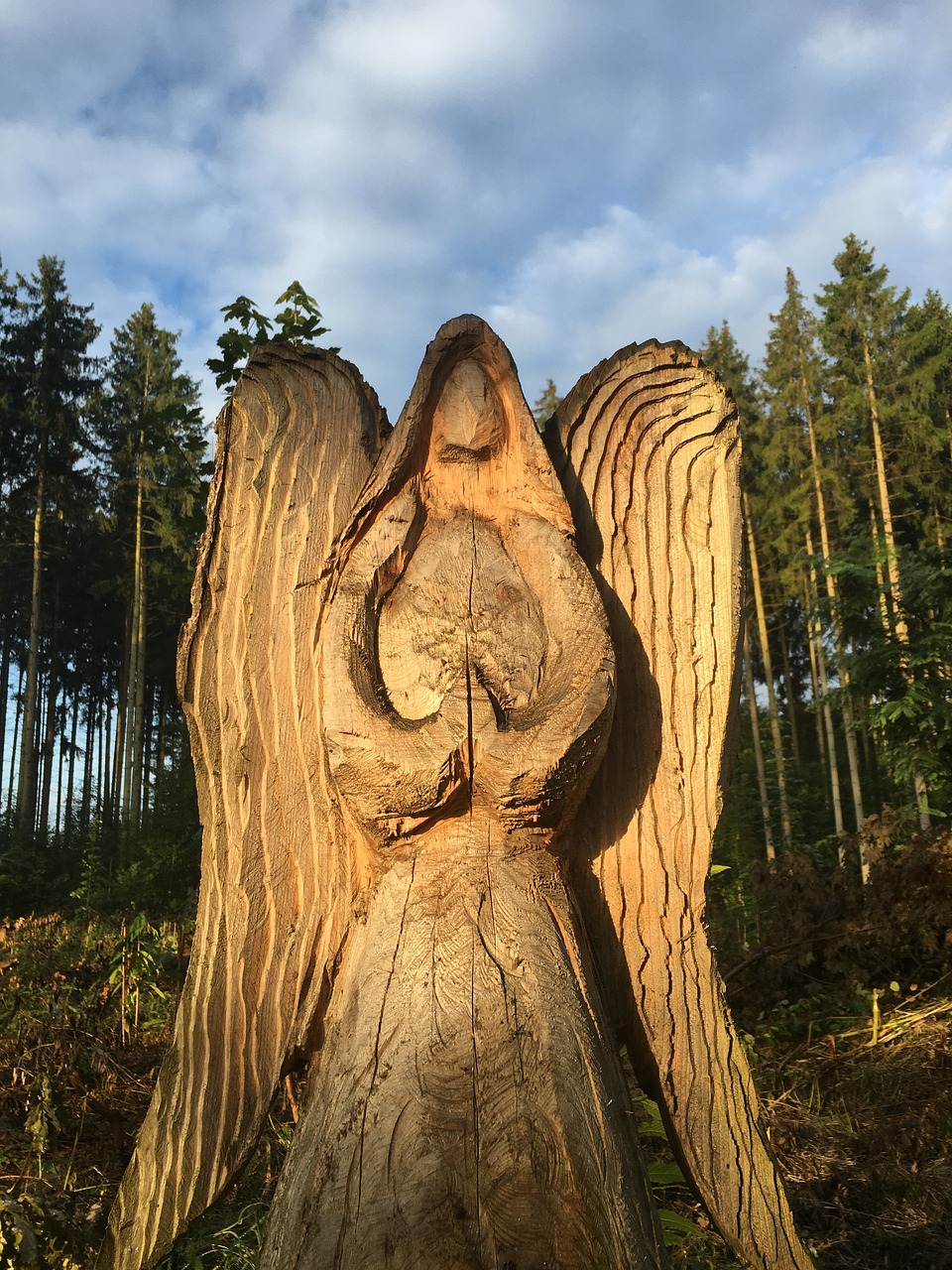 angel carving forest free photo