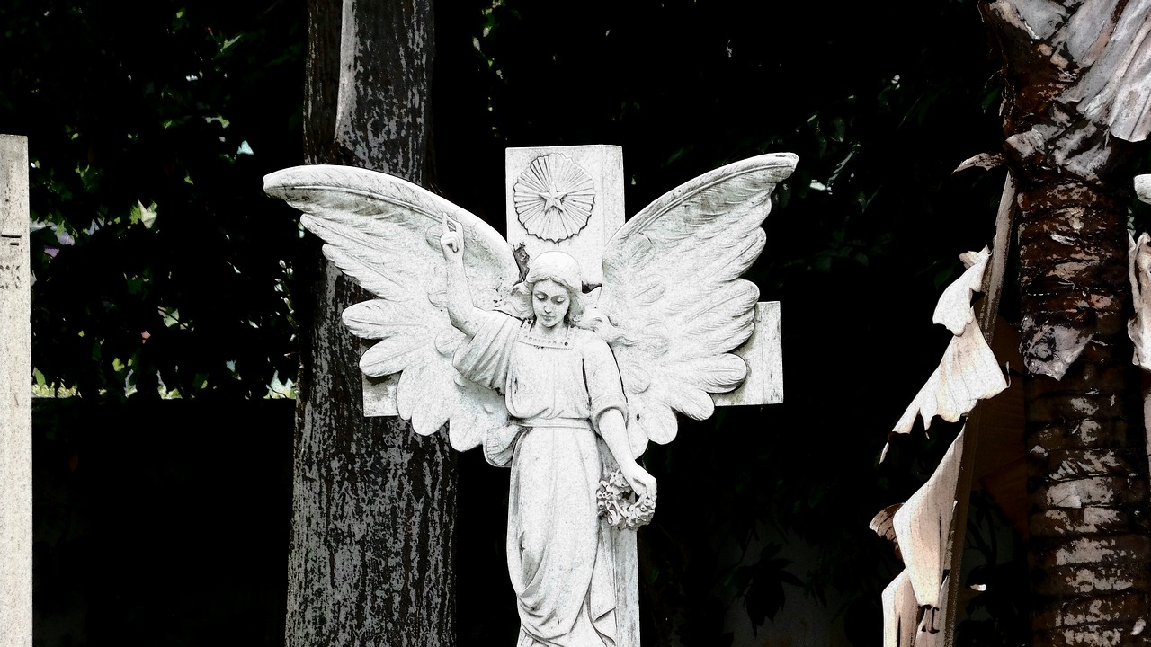 angel cemetery black and white free photo