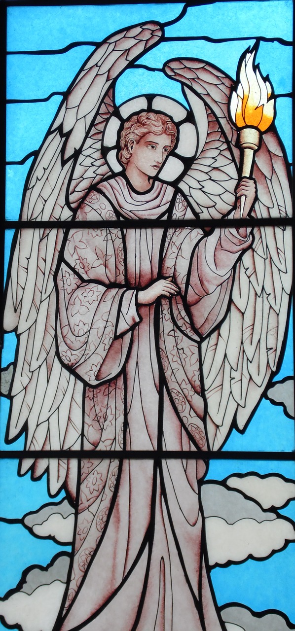 angel stained glass windows guard free photo