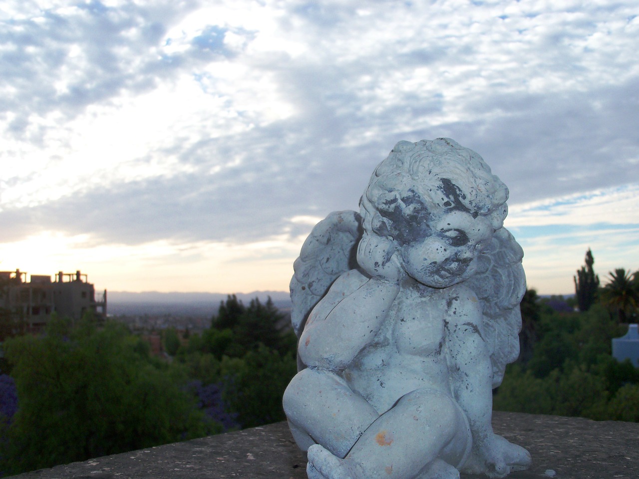 angel sunset sculpture free photo