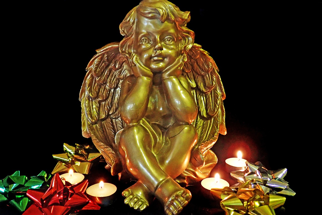 angel  gold  candlelight free photo