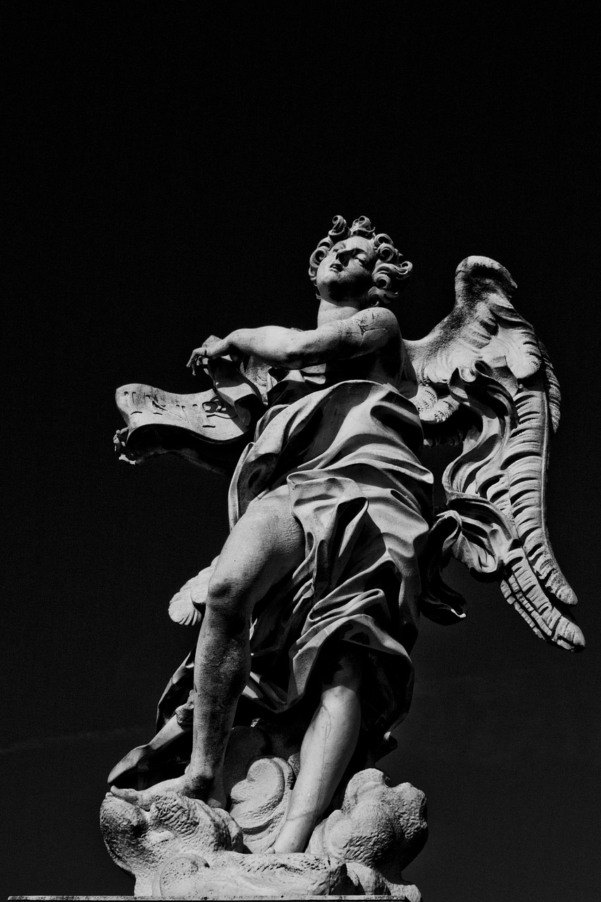 angel statue black and white free photo