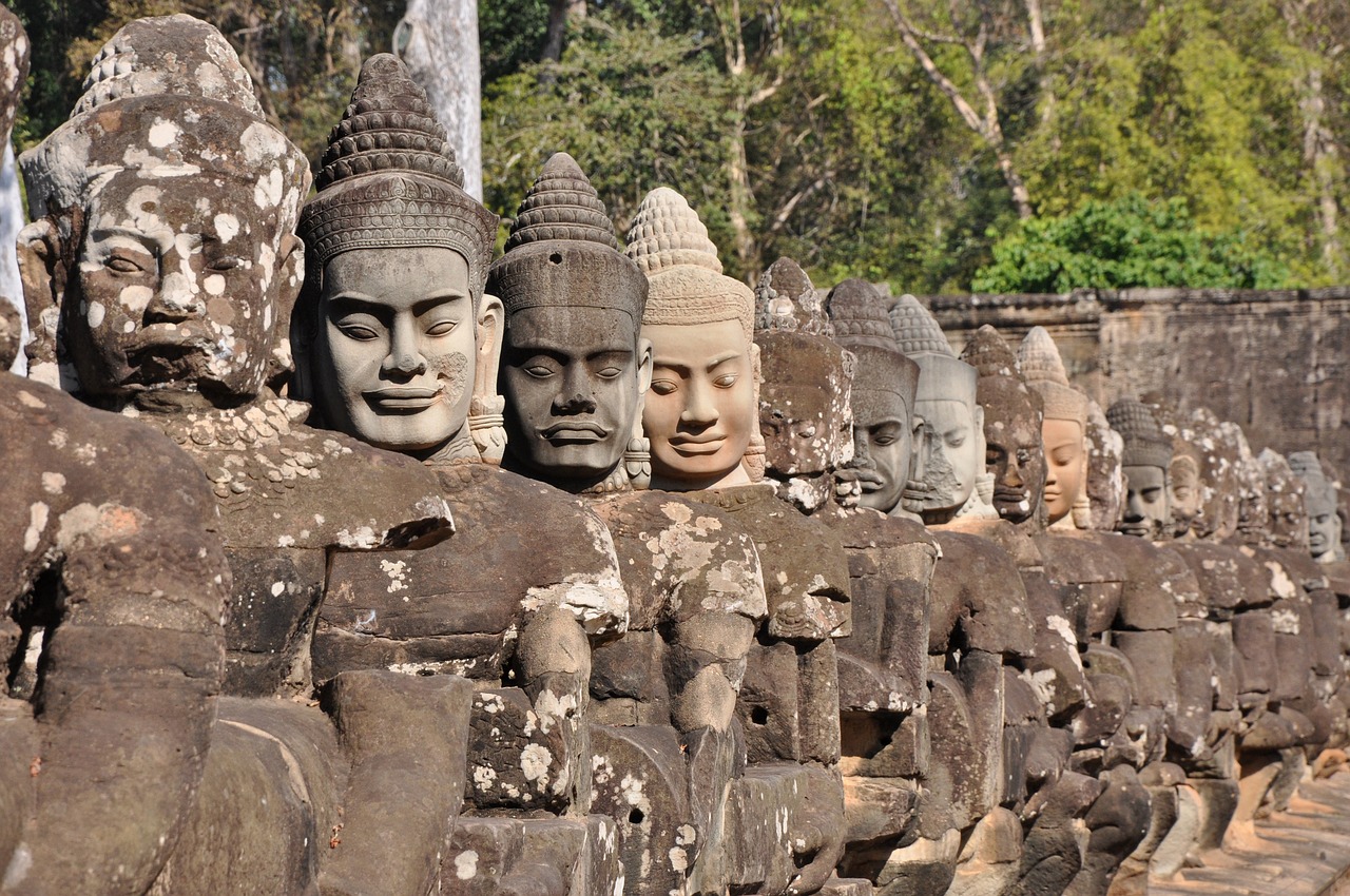 angkor  statues  demons free photo