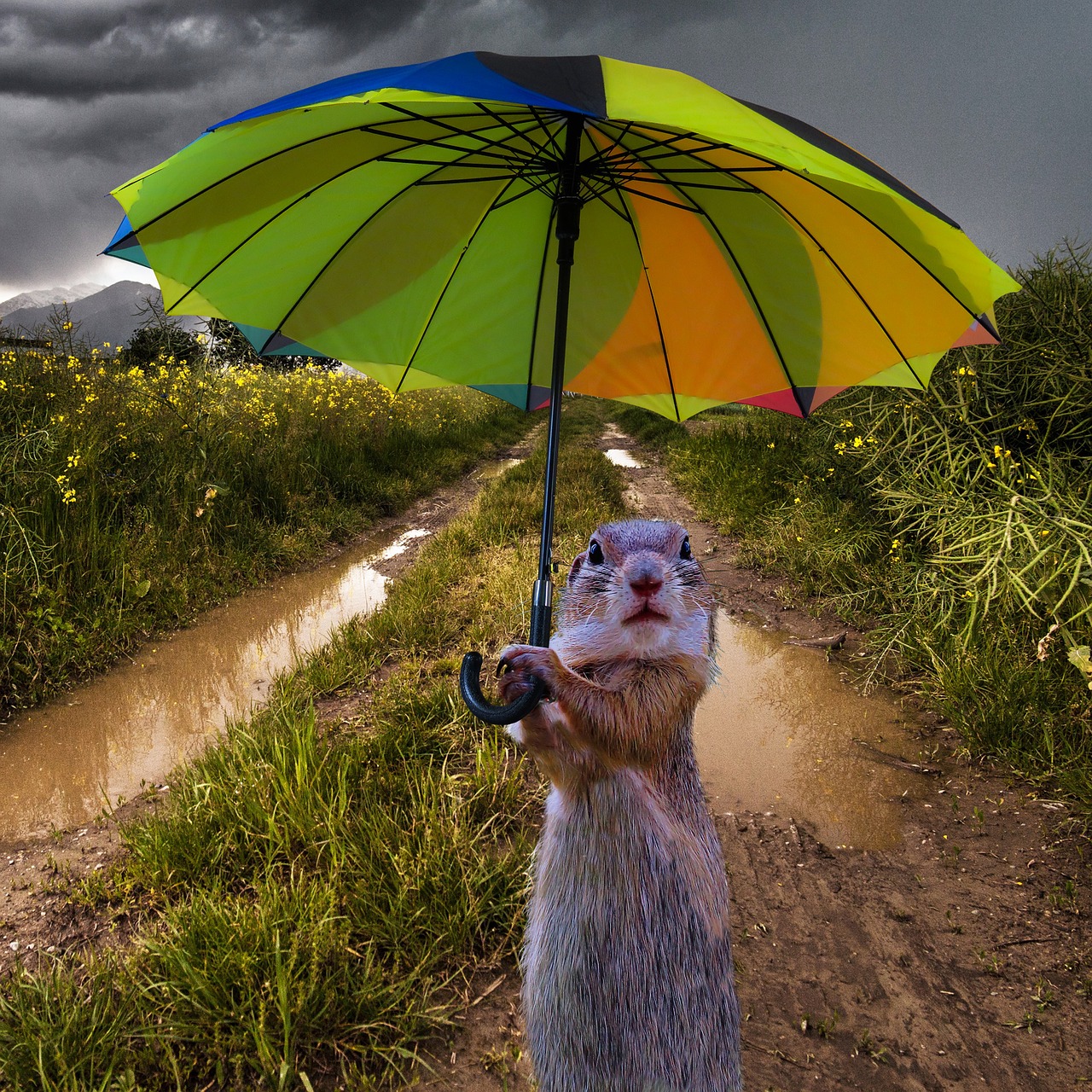 animals umbrella composing free photo