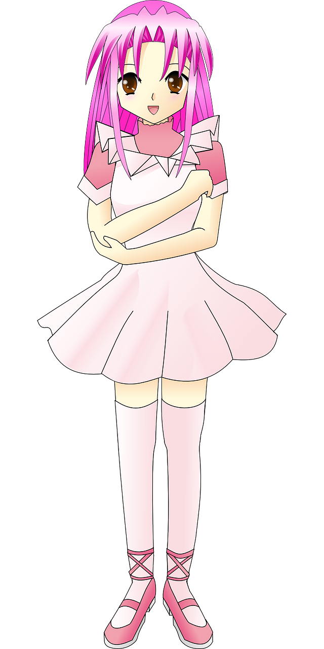 anime girl pink free photo
