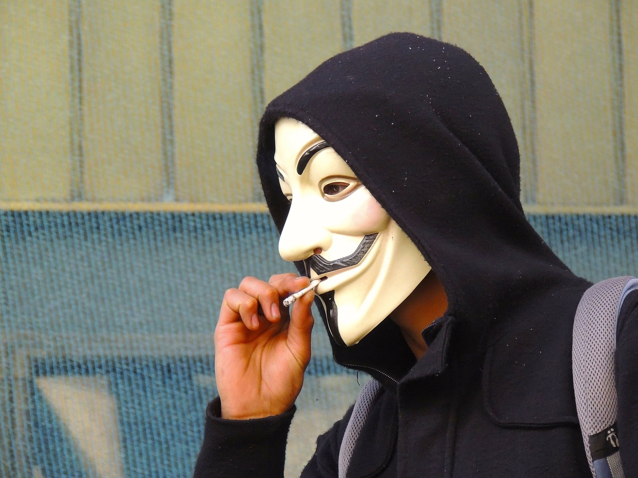 anonymous mask smoking free photo