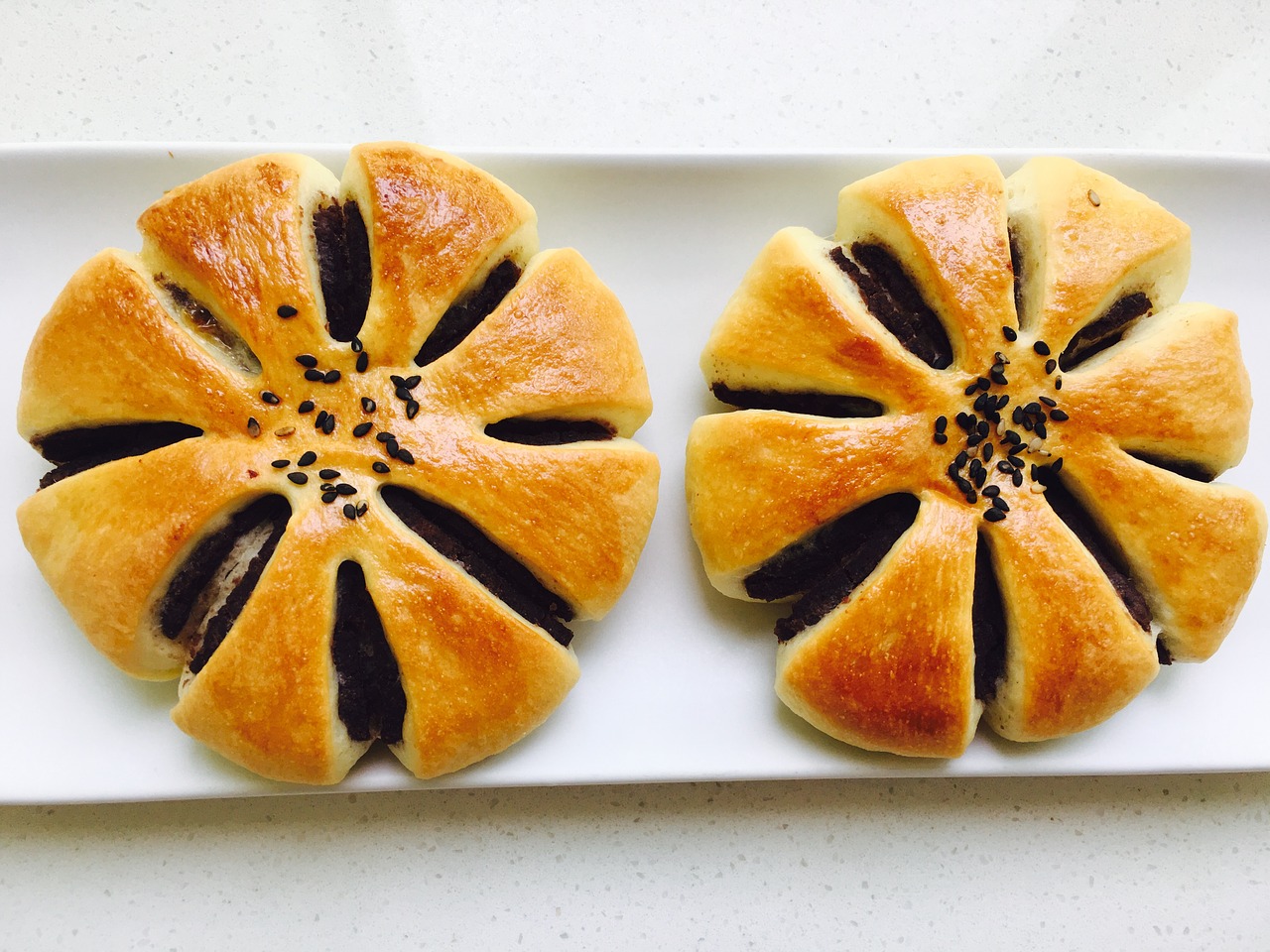 anpan flower-shaped bread bread free photo