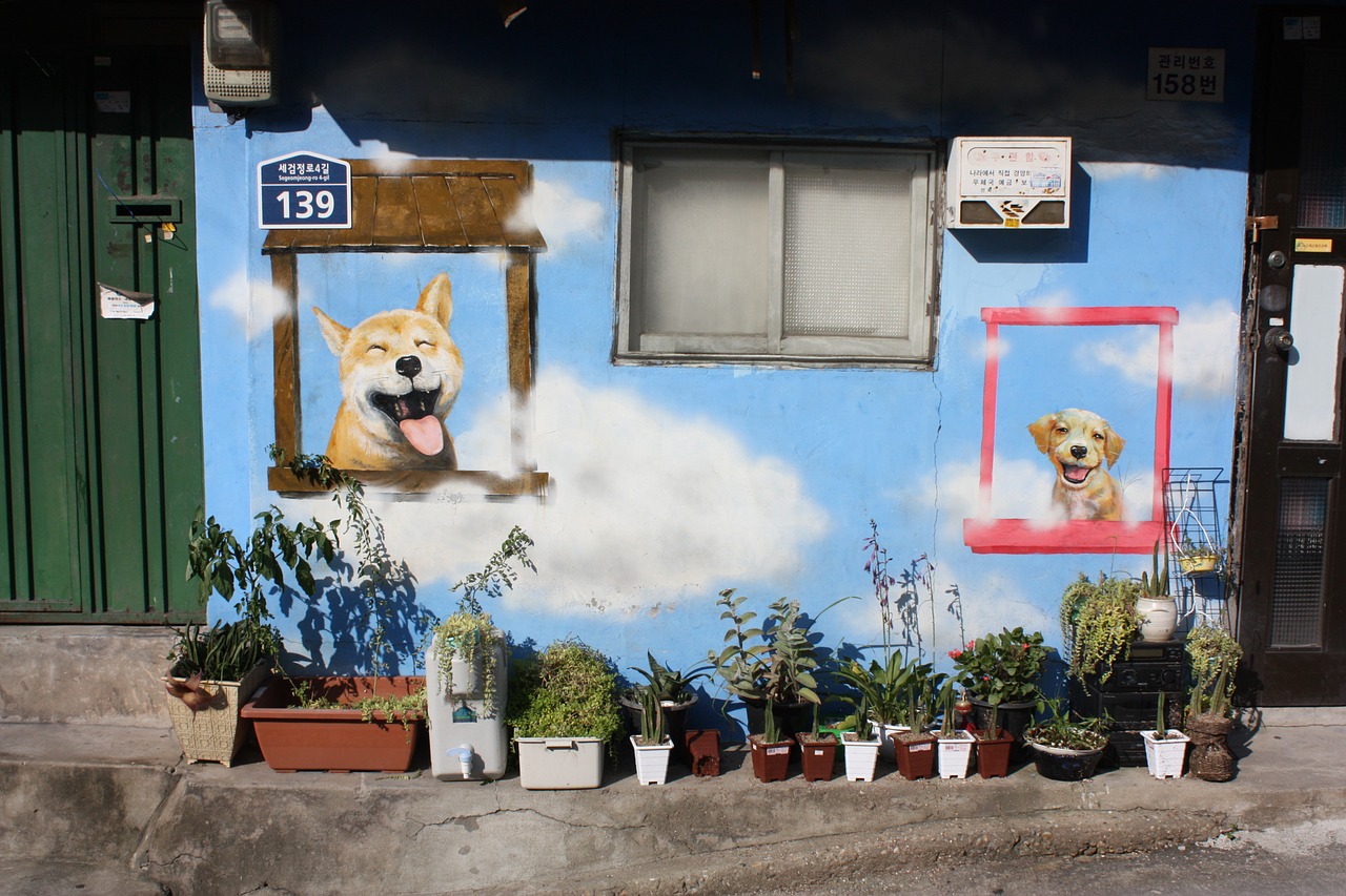 ant town mural puppy free photo