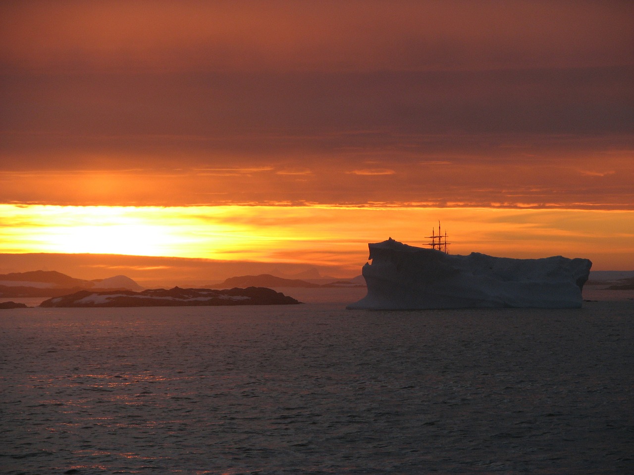 antarctica iceberg sunset free photo