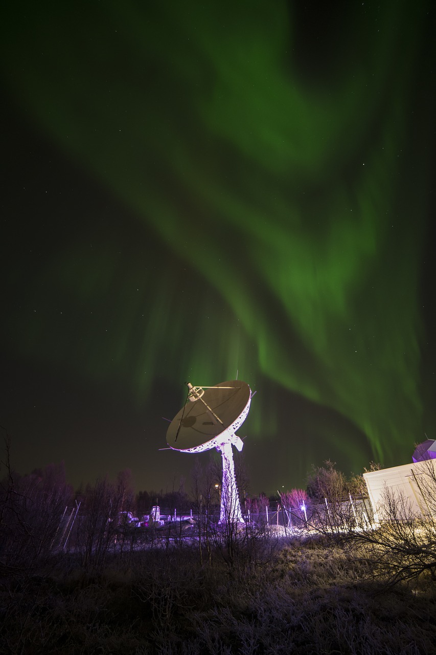 antenna night northern lights free photo