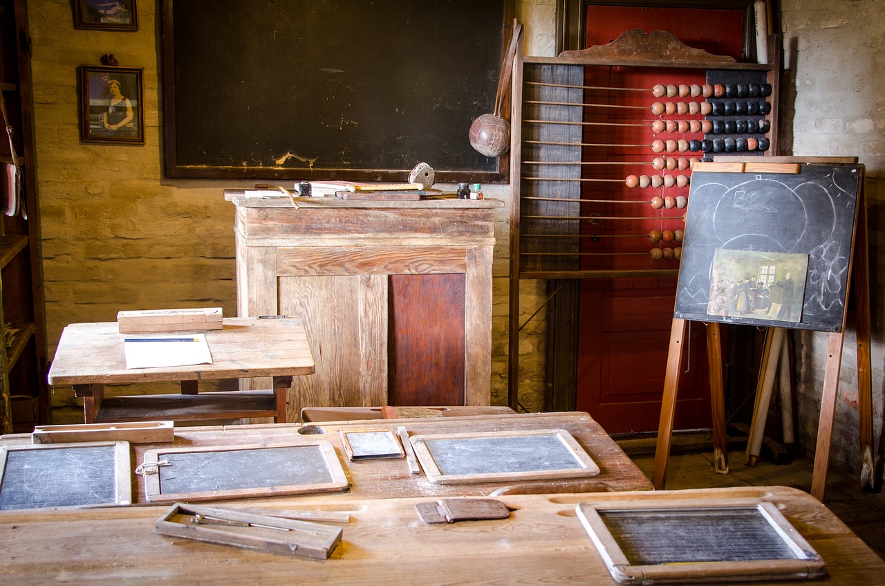 antique classroom desk free photo