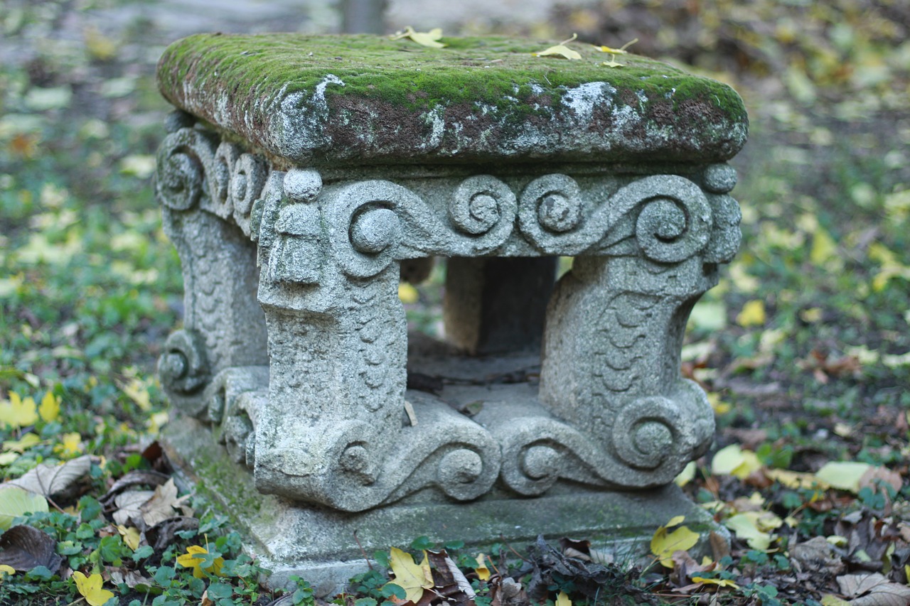 antique  stone chair  green free photo