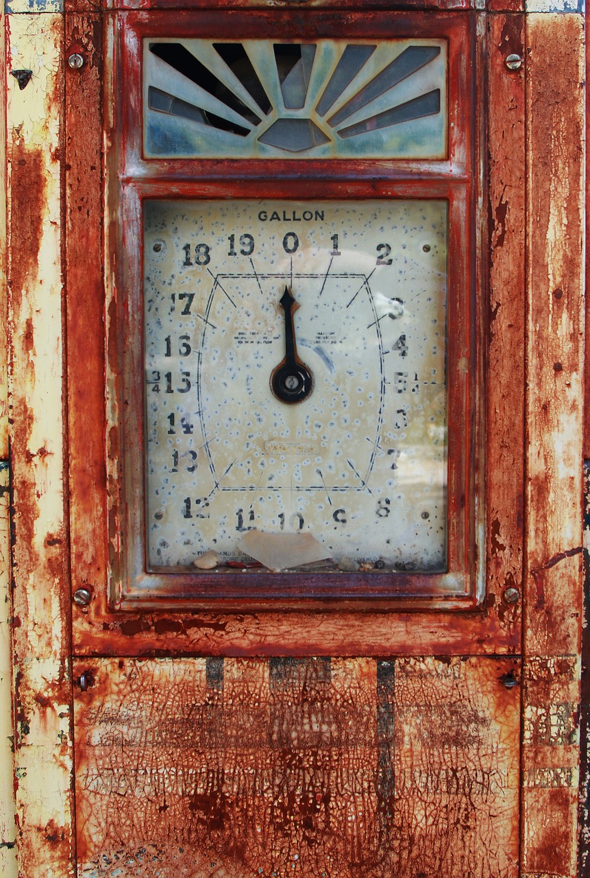 antique clock fuel pump free photo