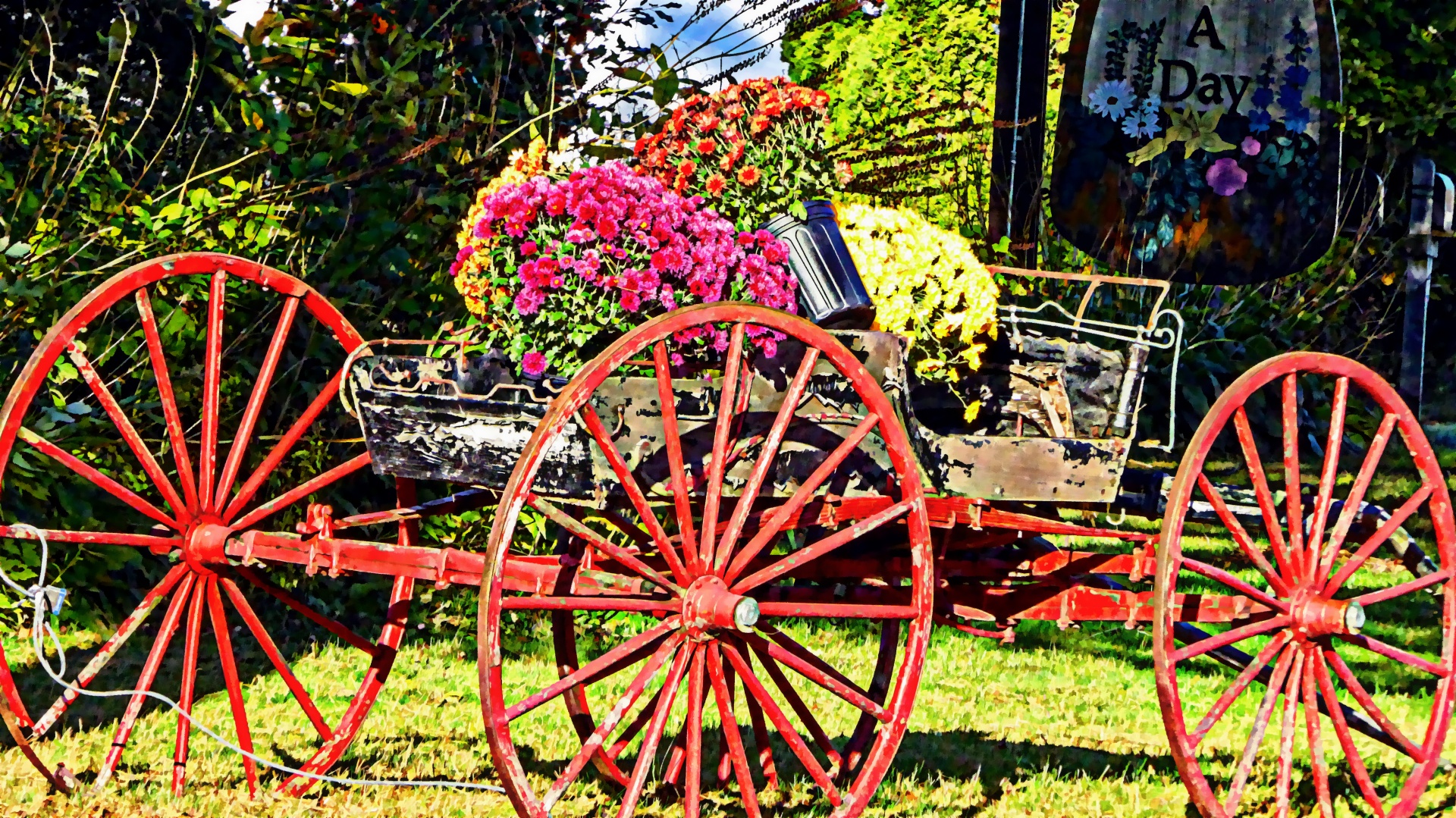 Download free photo of Old,vintage,antique,flower cart,cart - from