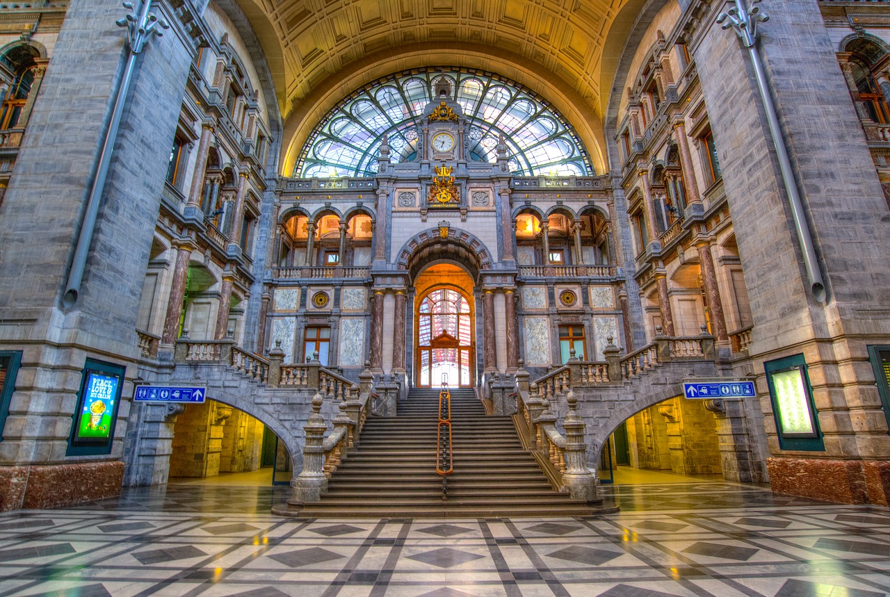 antwerp station hall building free photo