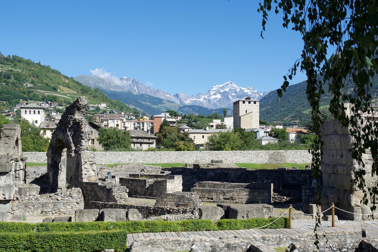 aosta mountains ruins free photo