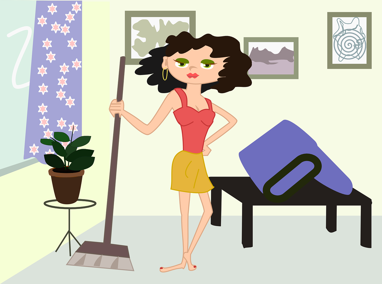 apartment cleaning cartoon free photo