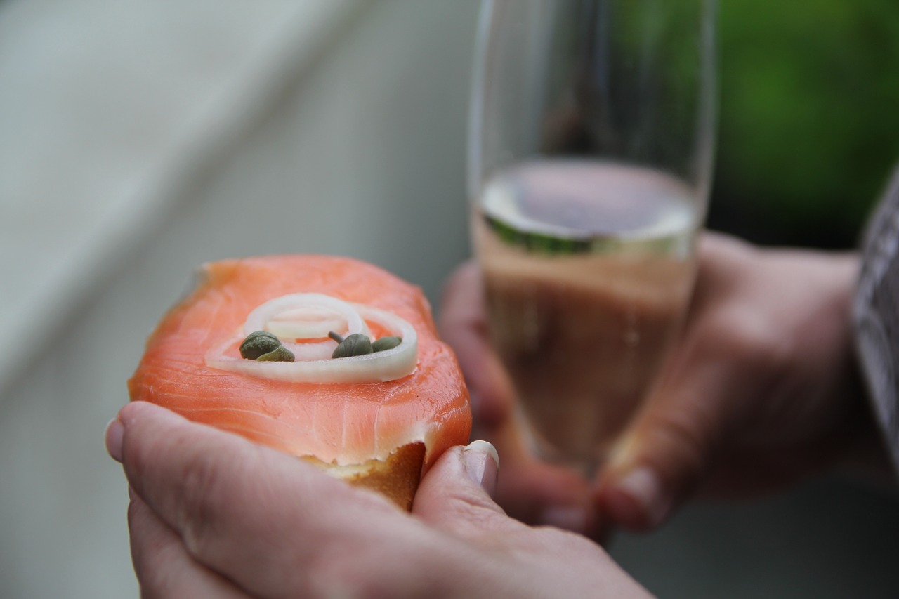 aperitif salmon champagne free photo