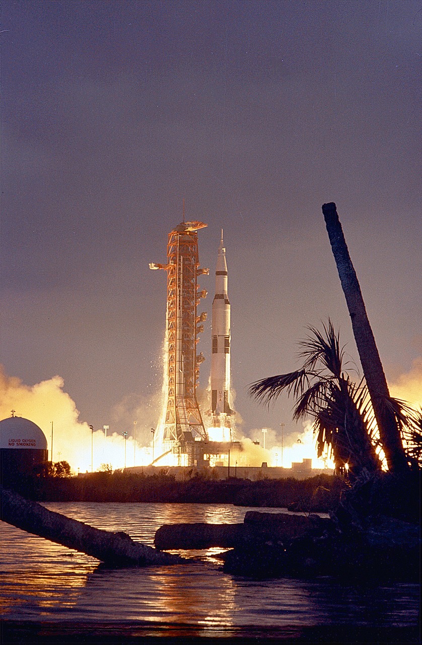 apollo 14 launch night manned mission free photo