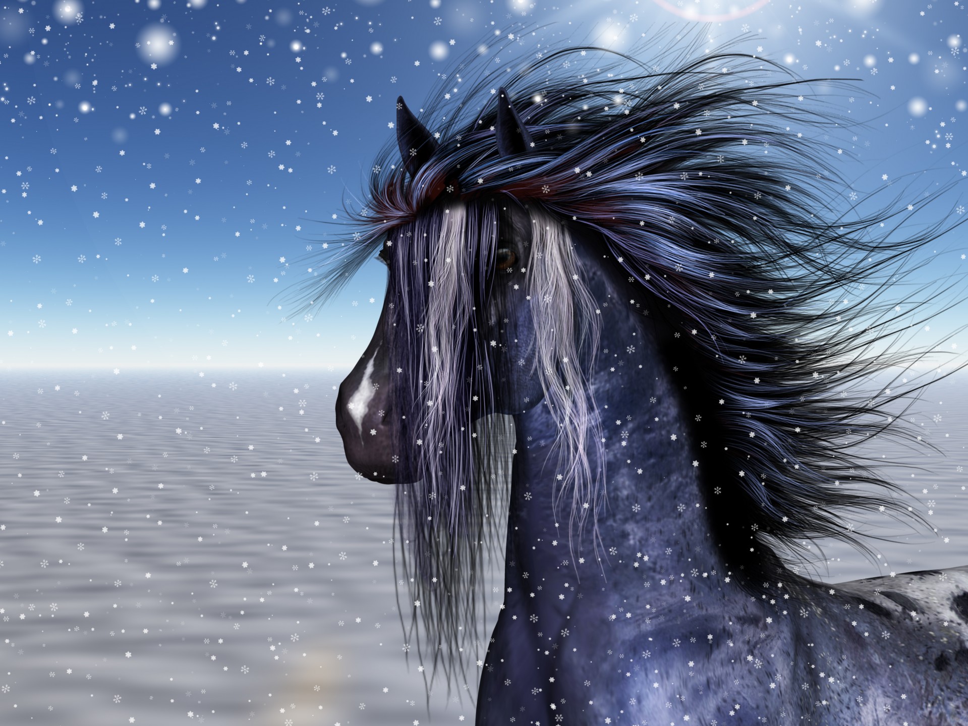 appaloosa winter pony fantasy art fantasy art background free photo