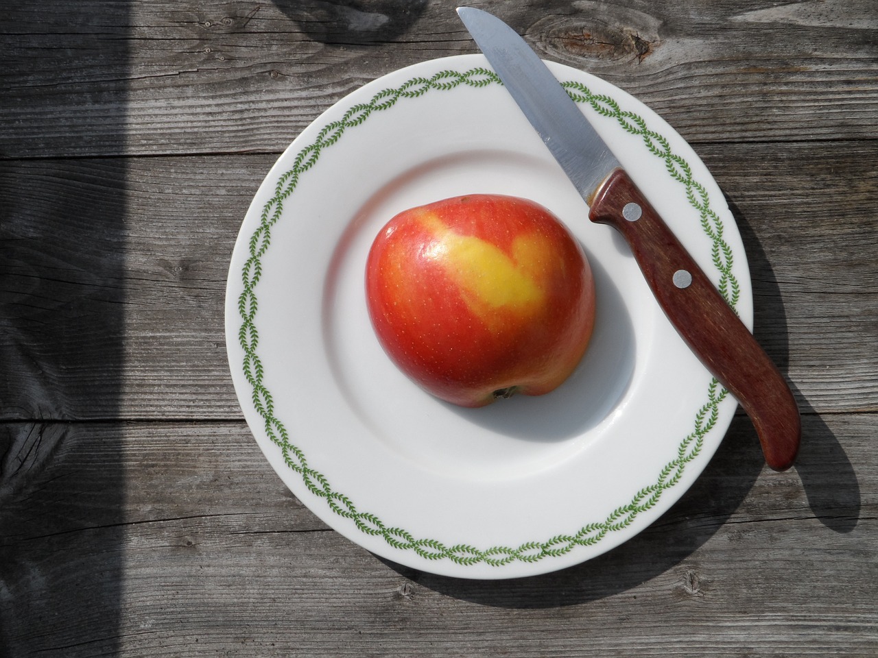 apple kitchen knife still life free photo