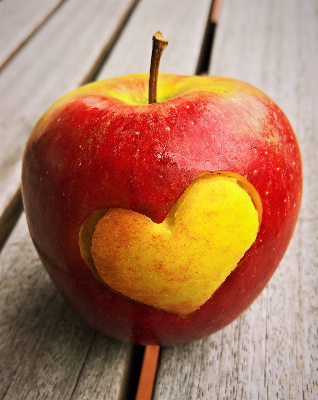 apple heart fruit free photo