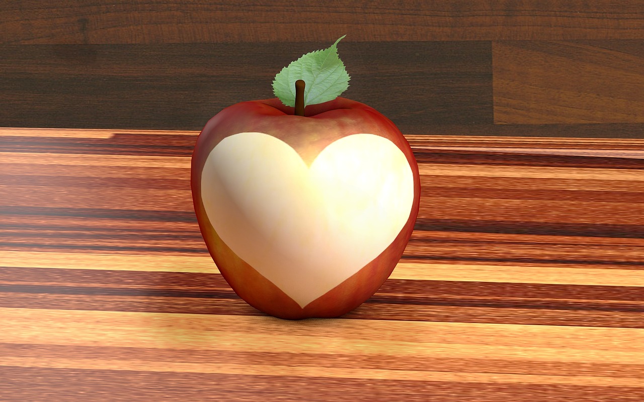 apple heart fruit free photo