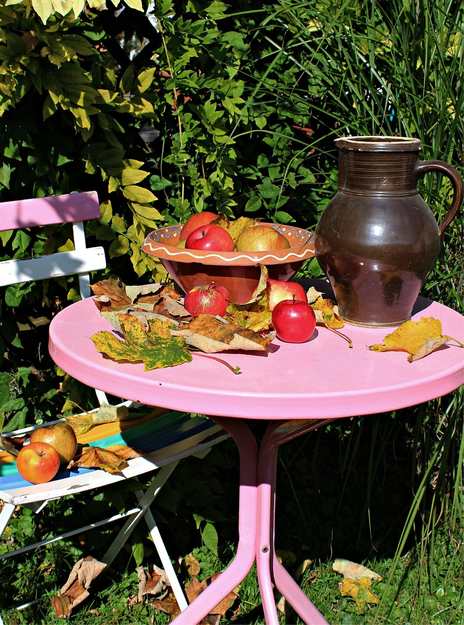 apple garden garden table free photo